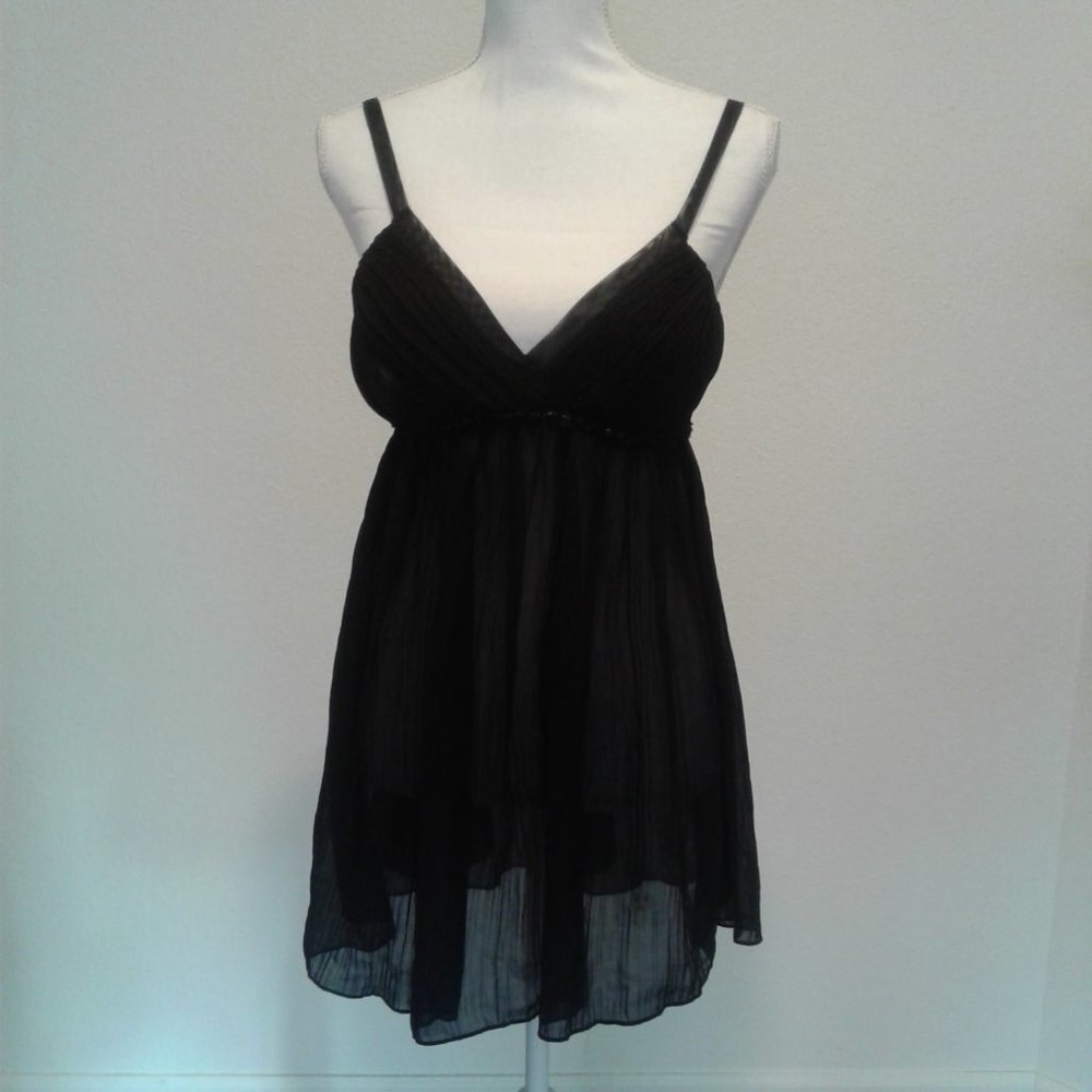 Flora Black Lingerie Chemise with Beaded & Sequin Trim